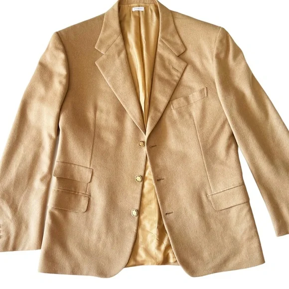 Brioni Lucca Tan Camelhair Blazer46 LONG